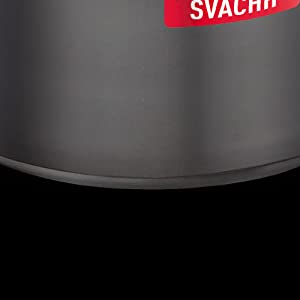 Prestige Svachh, 20278, 5 L, Sr. Pressure Pan, with deep lid for Spillage Control, Outer Lid, Aluminium, Black